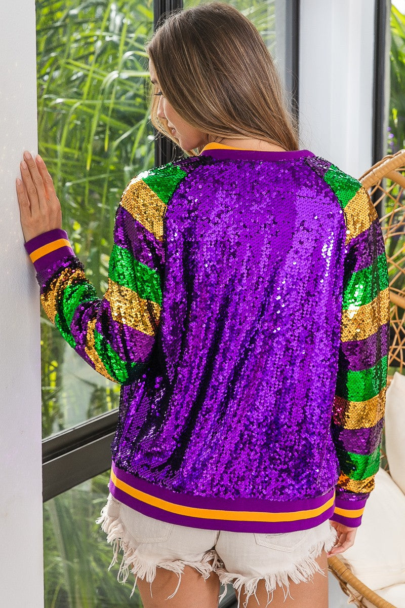 Mardi Gras Sequin Bomber Jacket