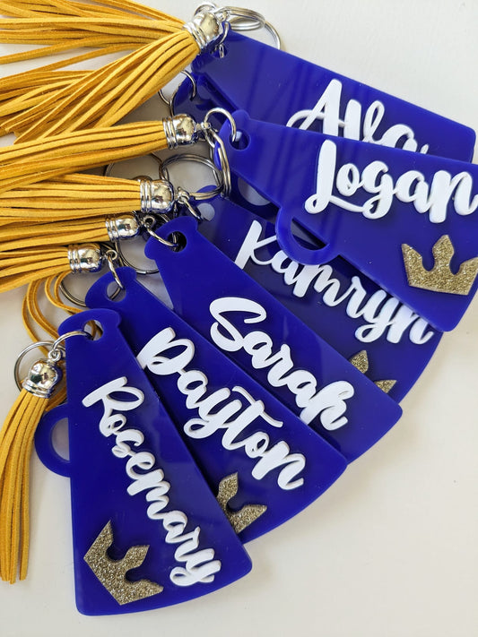 Cheer Bag Tags | Gold & Blue | Customizable with TEAM Colors