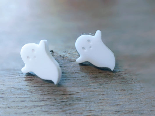 Ghost Earrings #1 | Ghost Studs | Halloween Earrings | Handmade Acrylic | Hypoallergenic