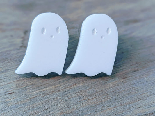 Ghost Earrings #2 | Ghost Studs | Halloween Earrings | Handmade Acrylic | Hypoallergenic