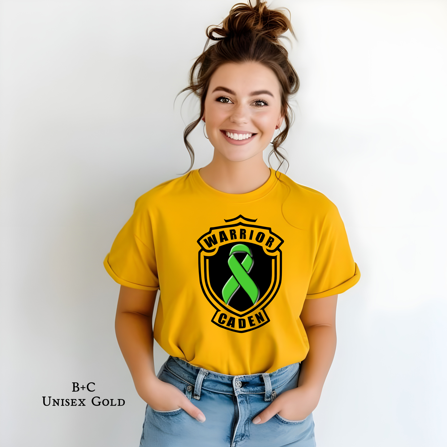 Caden Warrior | Childhood Cancer Awareness | Go Gold | Cancer Survivor | Crew Neck Adult Tee