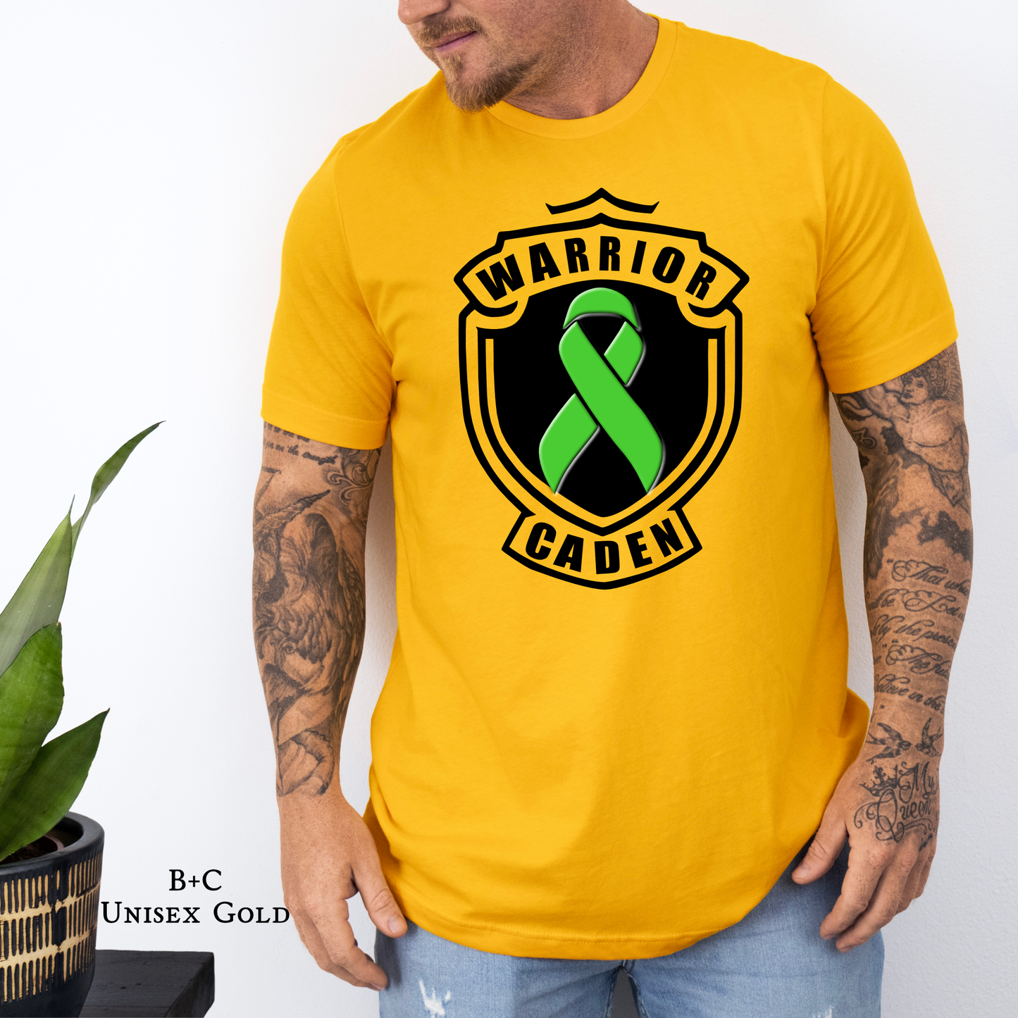 Caden Warrior | Childhood Cancer Awareness | Go Gold | Cancer Survivor | Crew Neck Adult Tee