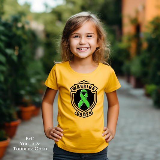 Caden Warrior | Childhood Cancer Awareness | Crew Neck Toddler & Youth