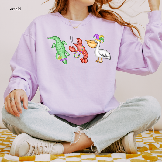 Mardi Gras Cajun Trio | Sweatshirt | Comfort Colors