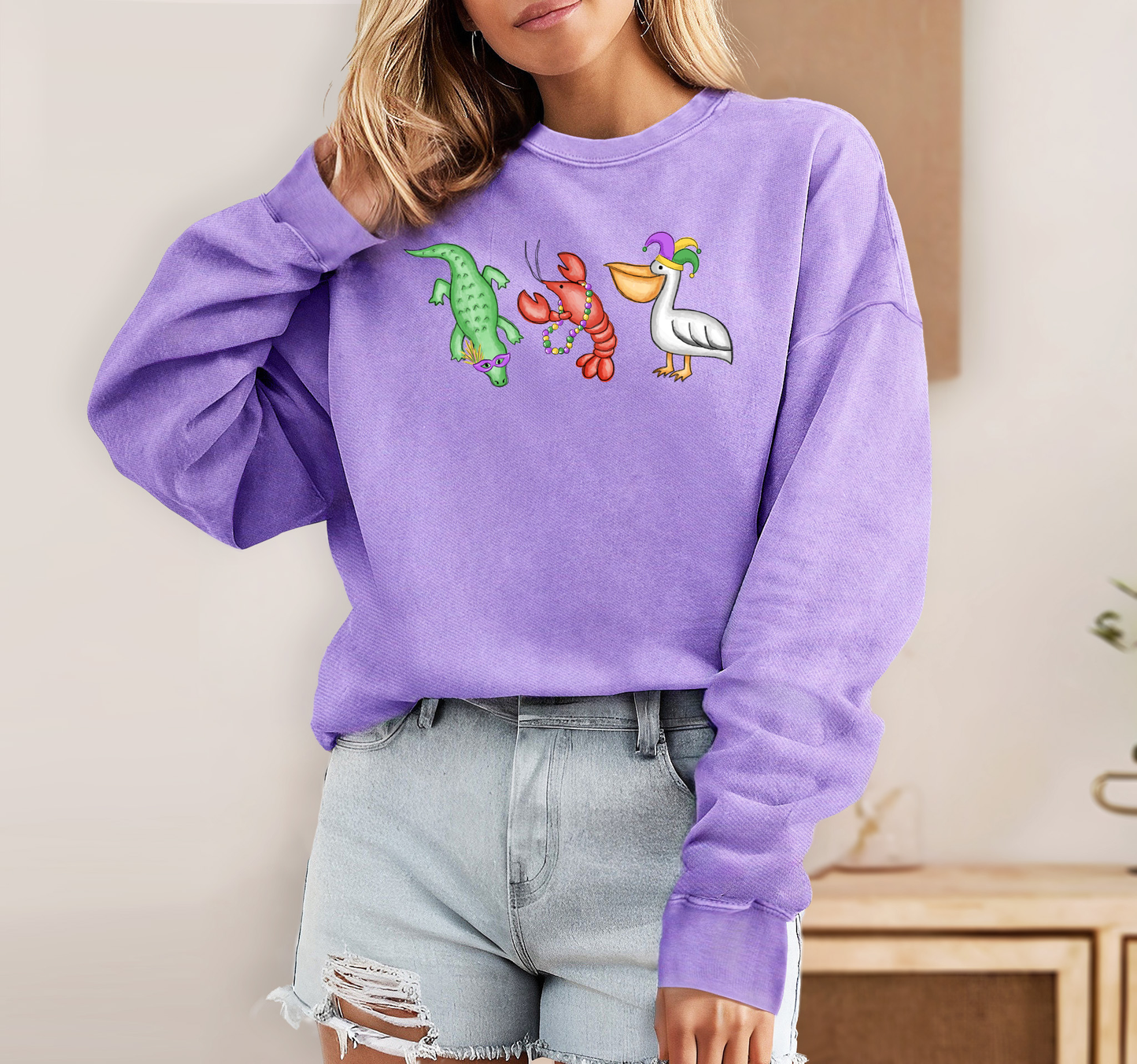 Mardi Gras Cajun Trio | Sweatshirt | Comfort Colors