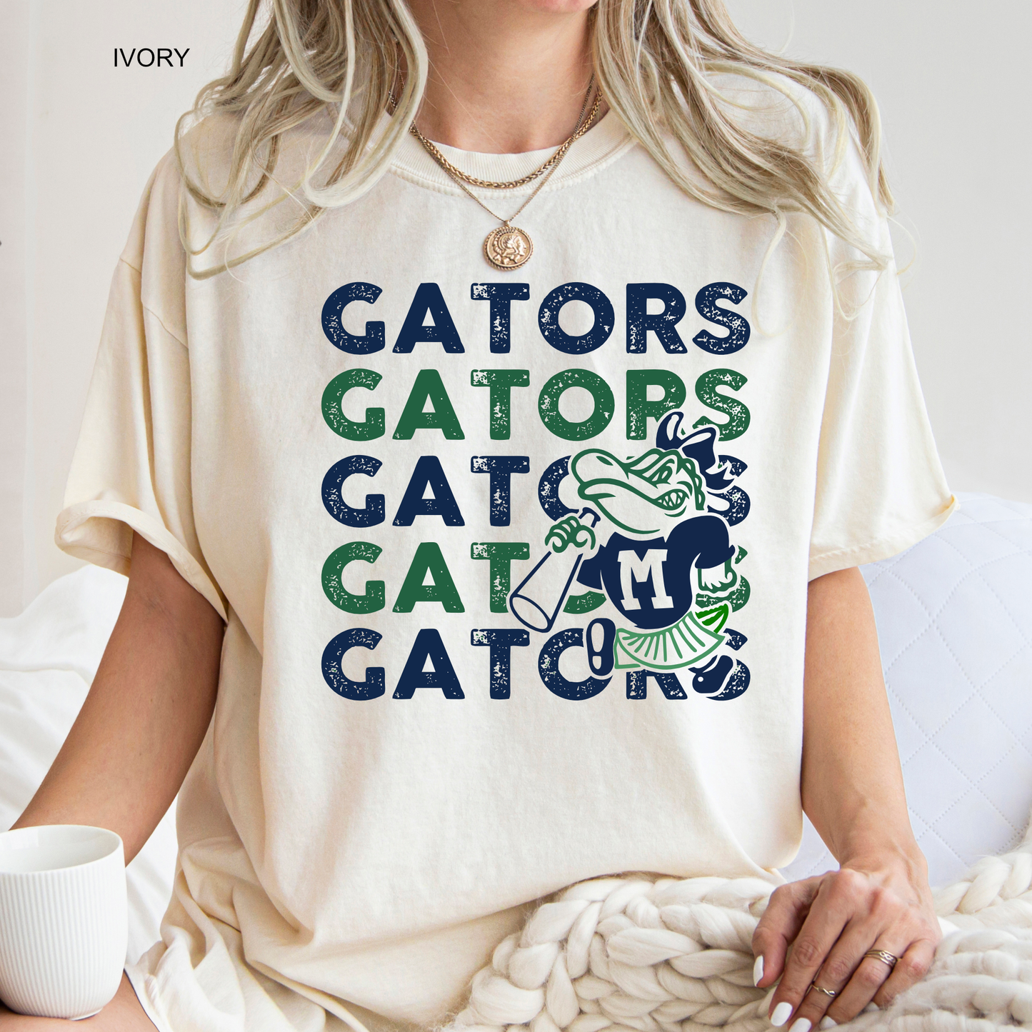 CHEER | MYB Gators with CHEER MEGAPHONE Mascot | Madisonville Youth Boosters | Adult T-shirt