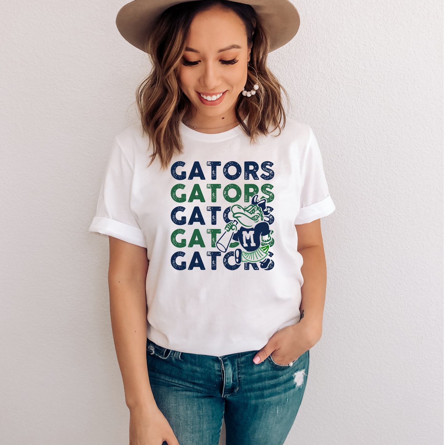 CHEER | MYB Gators with CHEER MEGAPHONE Mascot | Madisonville Youth Boosters | Adult T-shirt