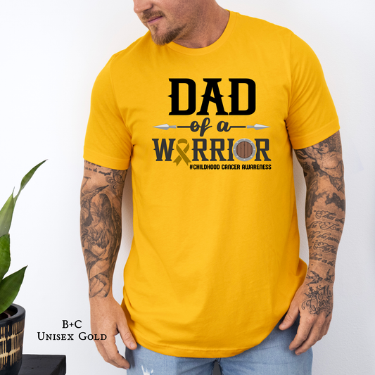 Dad of a Warrior | Childhood Cancer Awareness | Go Gold | Cancer Survivor | Crew Neck Adult Tee