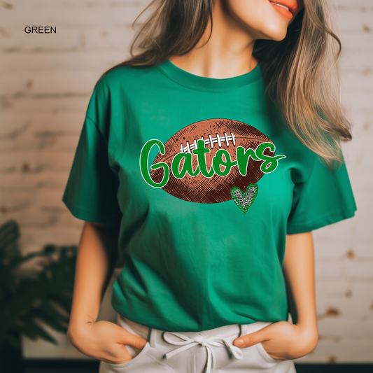 Gators Football | Alligator Skin Heart | Madisonville Youth Boosters | Adult T-shirt