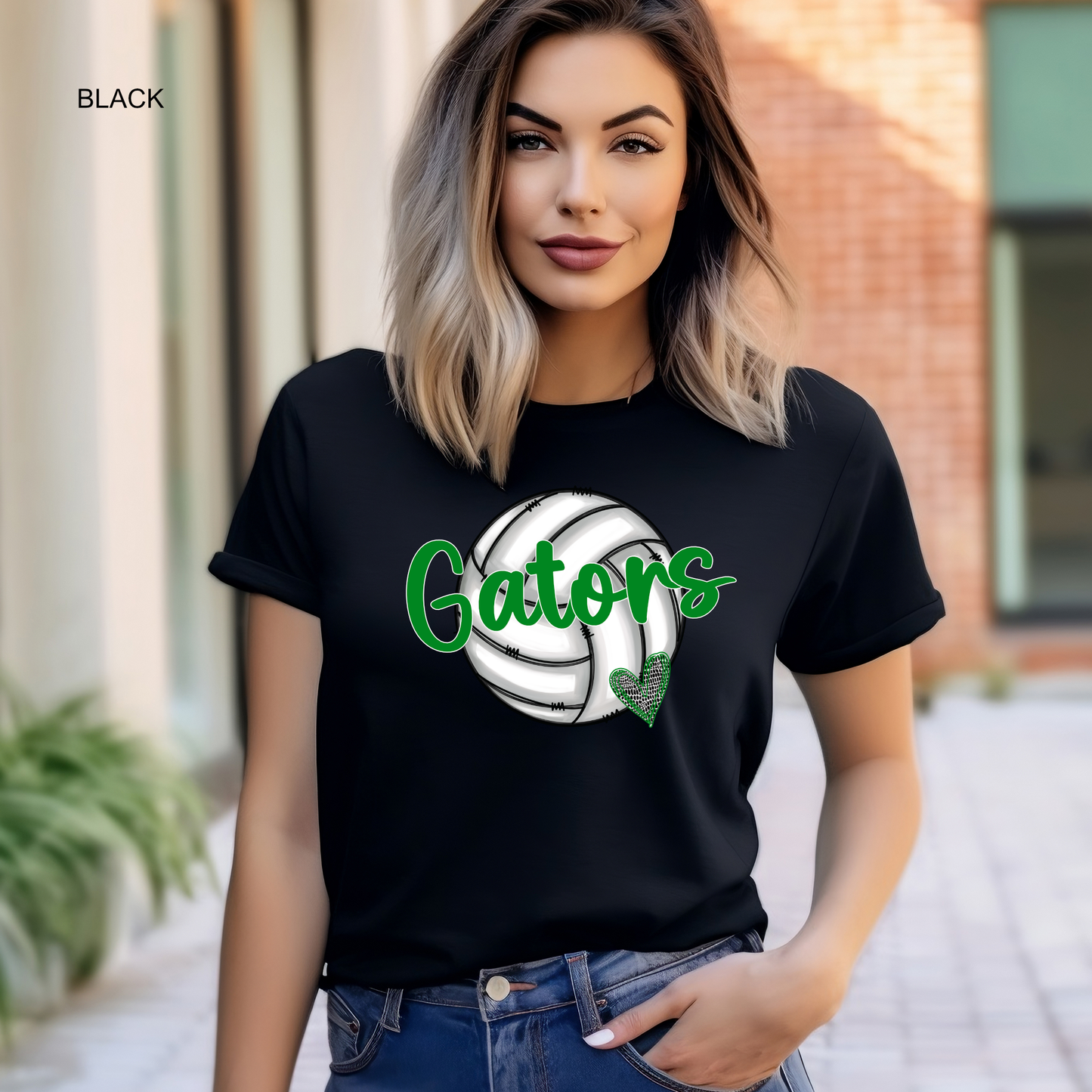 Gators Volleyball | Alligator Skin Heart | Madisonville Youth Boosters | Adult T-shirt