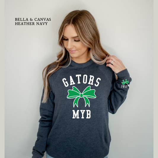 Youth & Adult | Gators Bow MYB | Madisonville Youth Boosters | Bow on Sleeve | Cheerleading | Comfort Color Sweatshirt