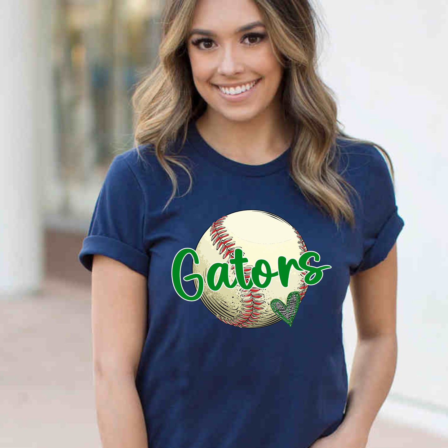 Gators Baseball | Alligator Skin Heart | Madisonville Youth Boosters | Adult T-shirt