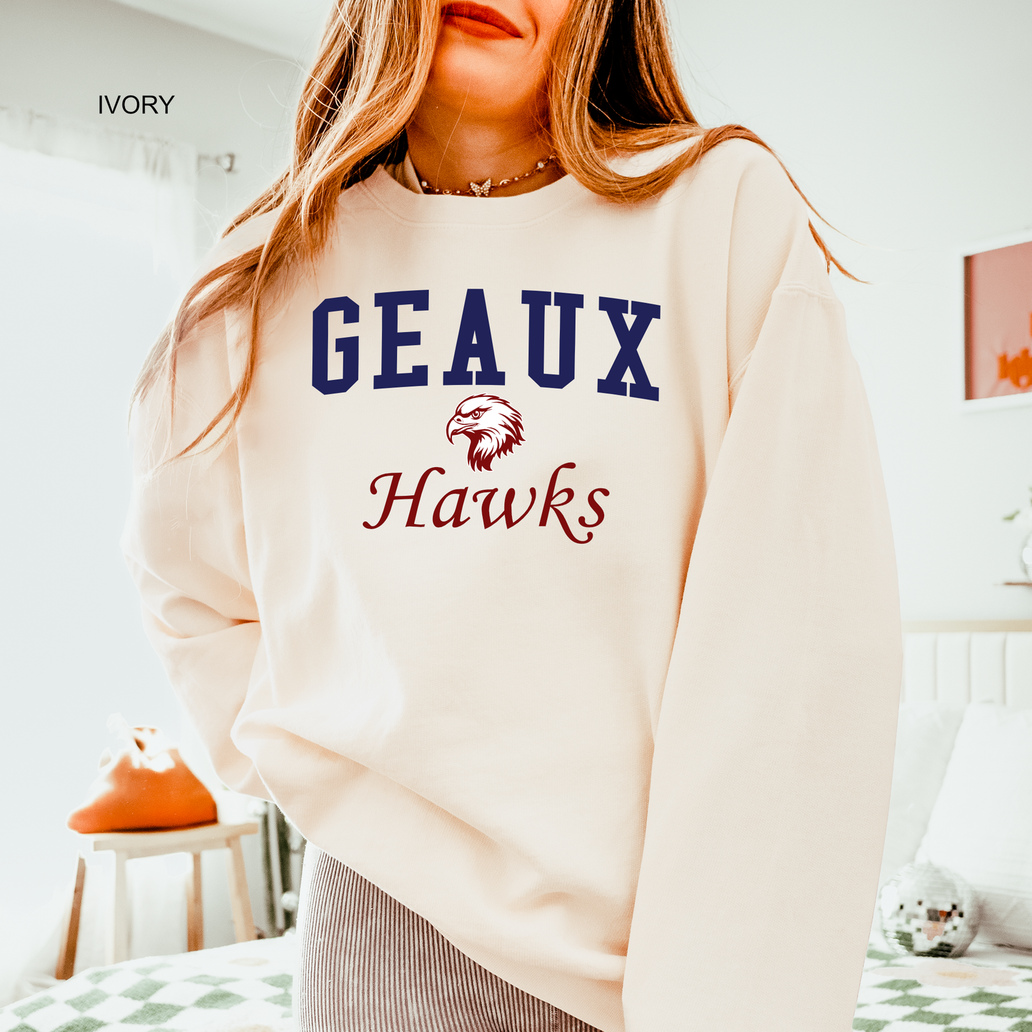 Geaux Hawks Sweatshirt | Archbishop Hannan | Hawks | Hannan High | Custom School Spirit Wear