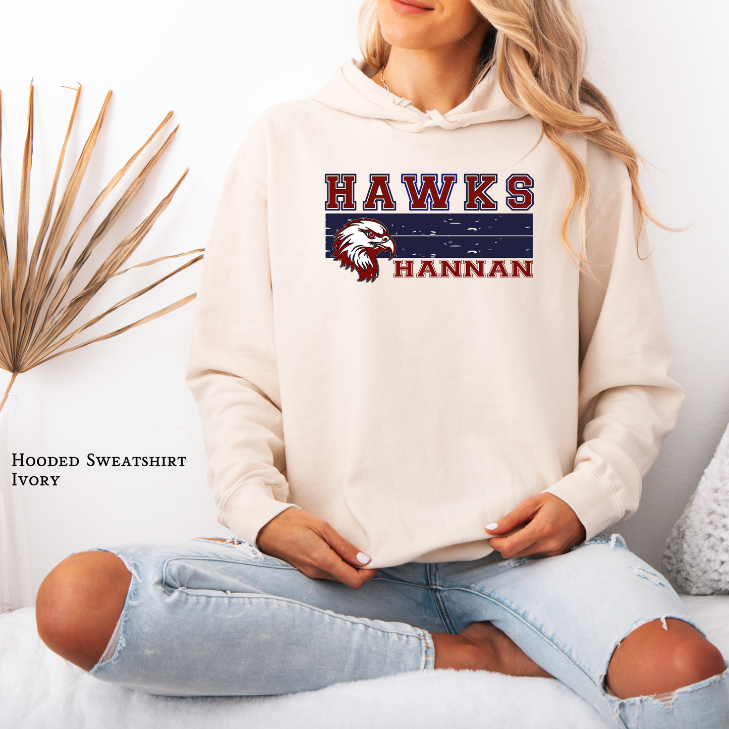 Hooded Sweatshirt Grunge Bars | Archbishop Hannan | Hawks | Hannan High | Comfort Colors| Custom School Spirit Wear