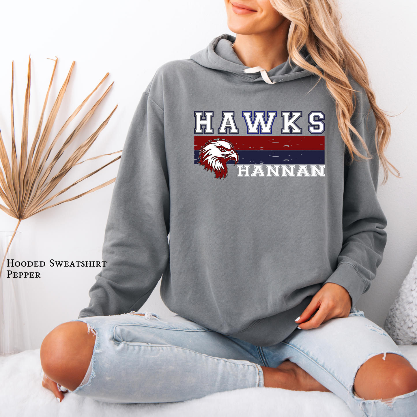 Hooded Sweatshirt Grunge Bars | Archbishop Hannan | Hawks | Hannan High | Comfort Colors| Custom School Spirit Wear