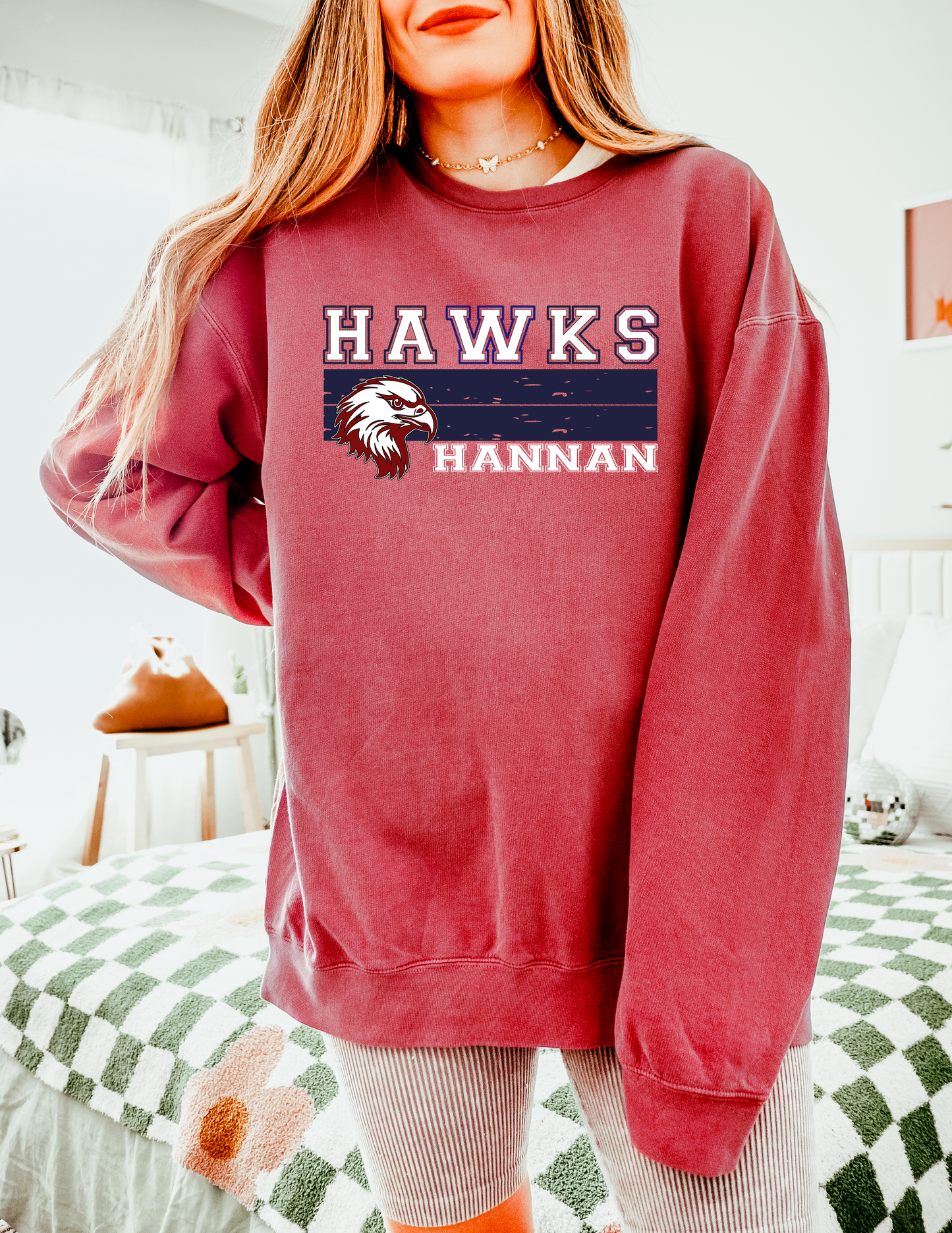 Grunge Bars | Archbishop Hannan | Hawks | Hannan High | Comfort Colors Sweatshirt | Custom School Spiritwear