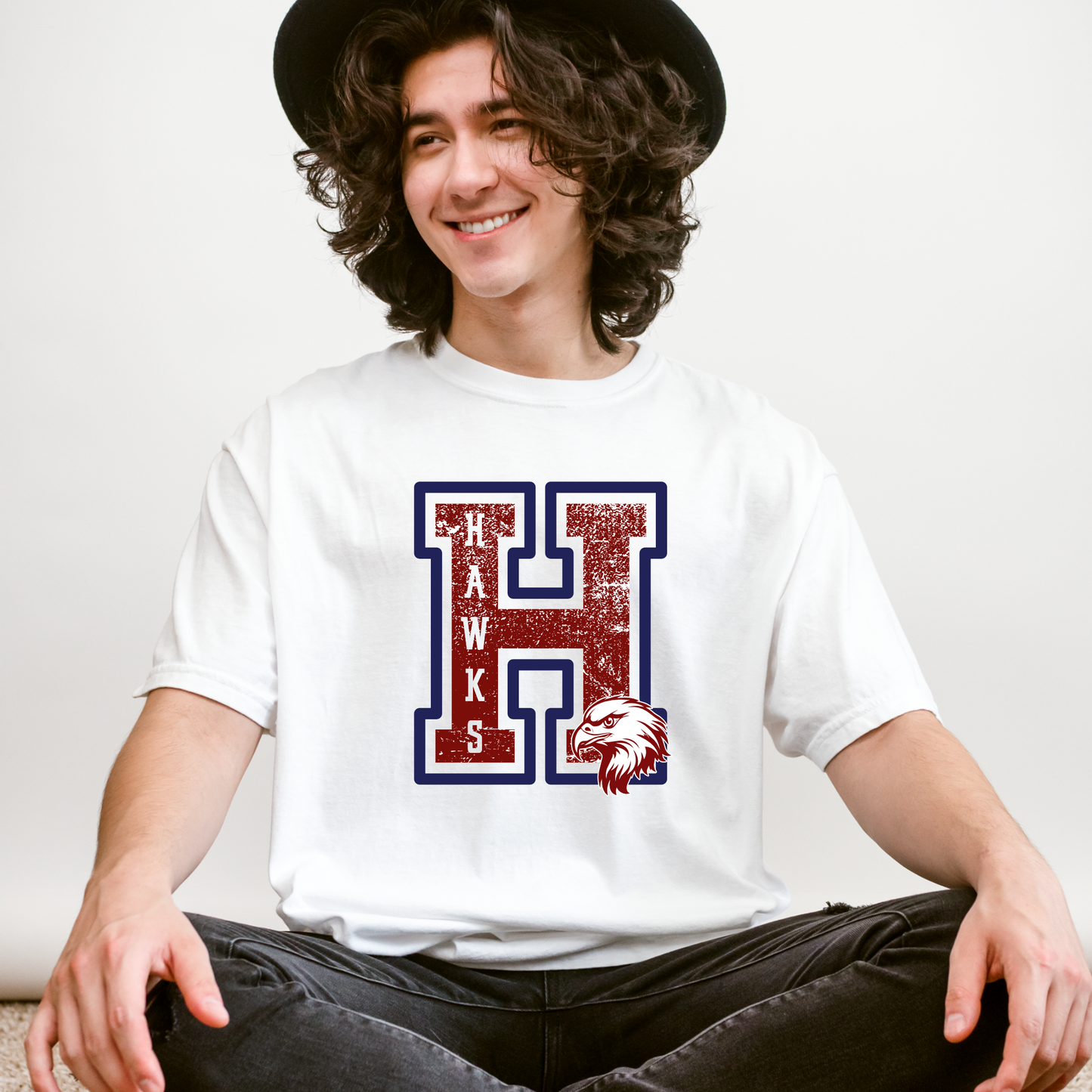 Grunge Varsity H Tee | Archbishop Hannan | Hawks | Hannan High | Custom School Spirit Wear