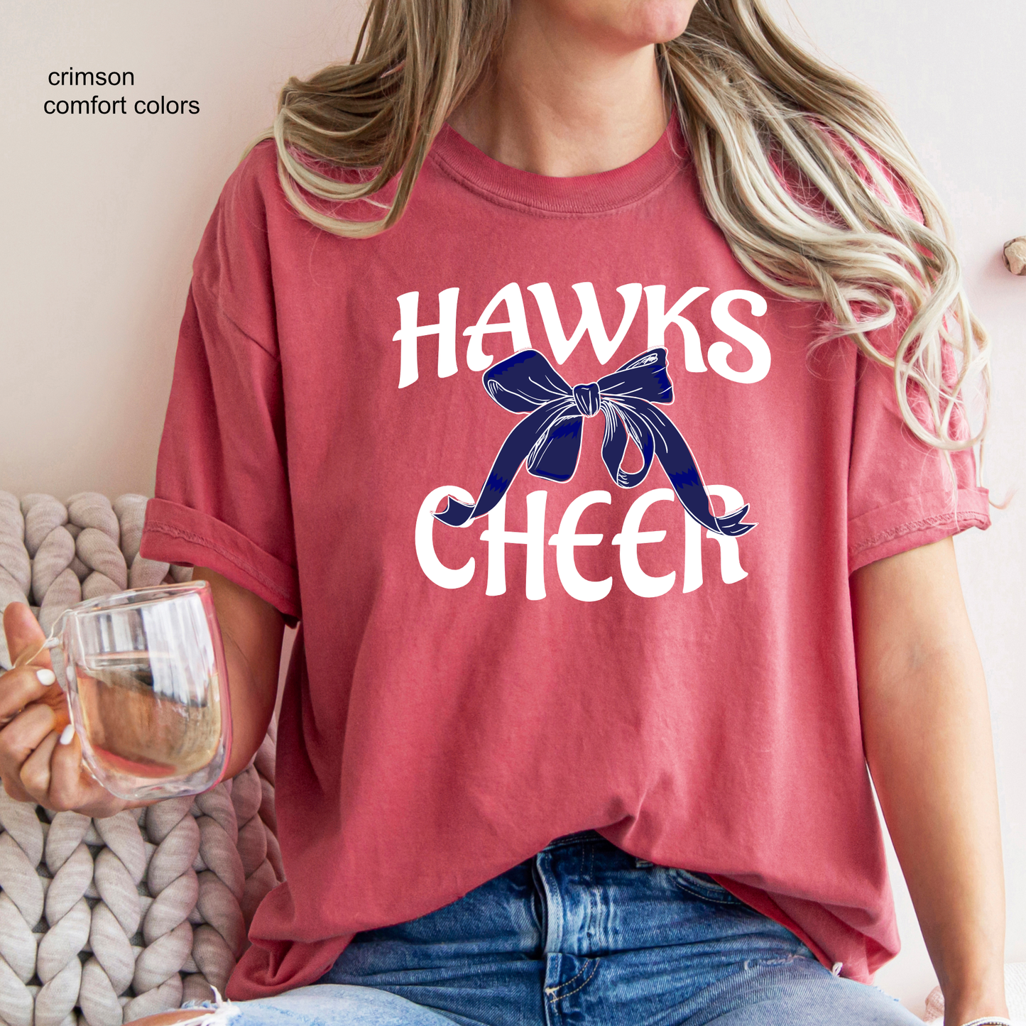 Hawks Cheer Tee | Coquette Bow | Archbishop Hannan | Hawks | Hannan High | Custom School Spirit Wear