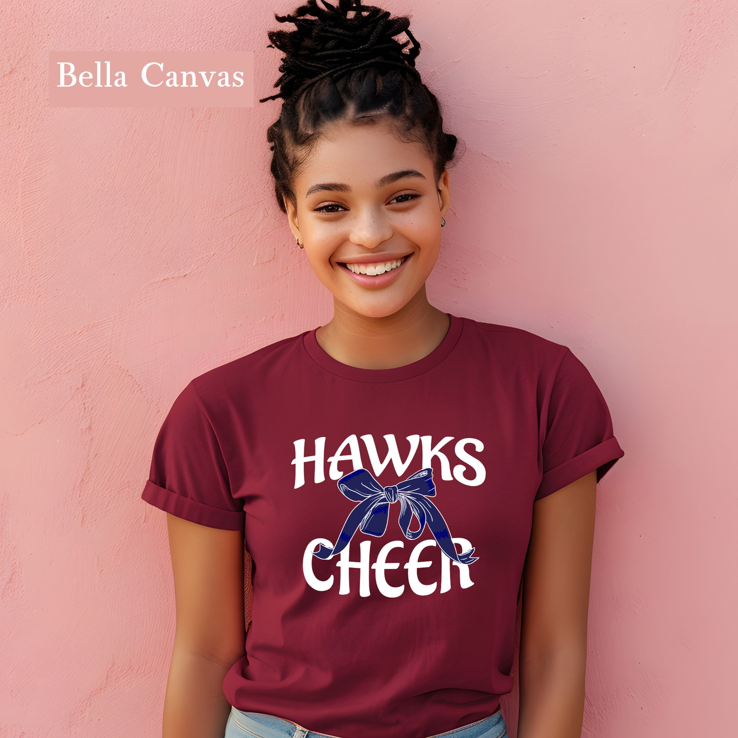 Hawks Cheer Tee | Coquette Bow | Archbishop Hannan | Hawks | Hannan High | Custom School Spirit Wear