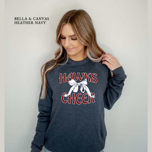 Hawks Cheer Raglan Sweatshirt | Coquette Bow | Archbishop Hannan | Hawks | Hannan High | Custom School Spirit Wear