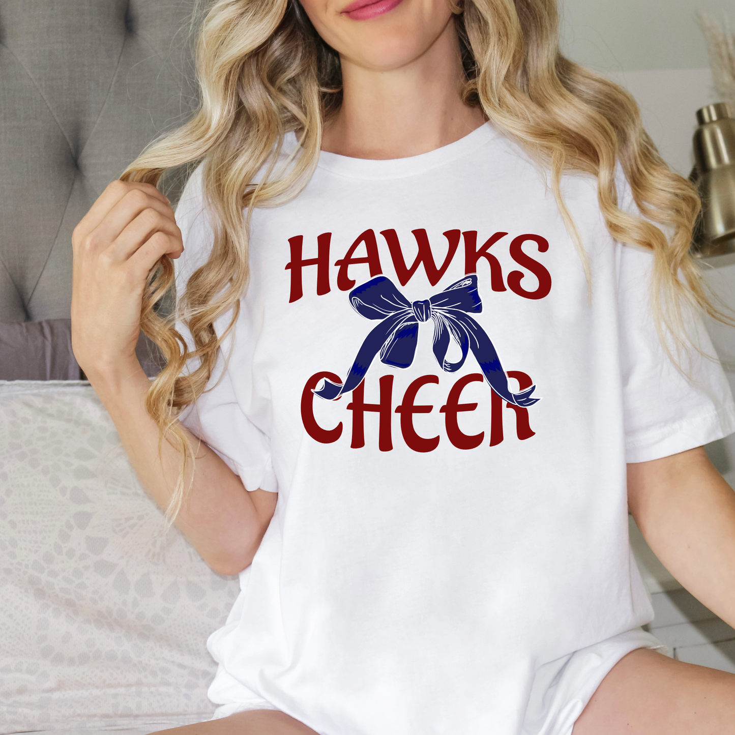 Hawks Cheer Tee | Coquette Bow | Archbishop Hannan | Hawks | Hannan High | Custom School Spirit Wear