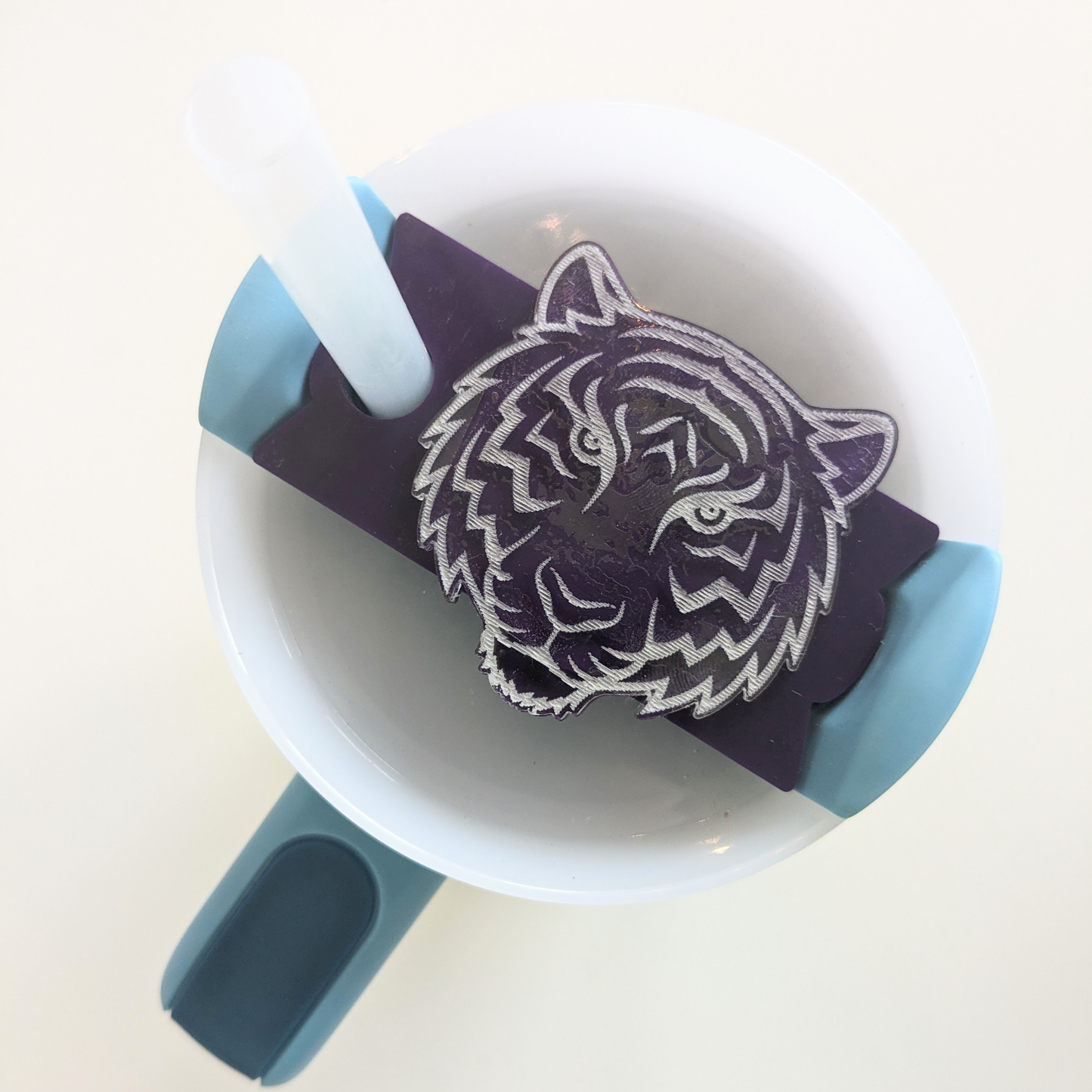 Tiger | Purple & Gold | School Cup Topper | Cup Topper | Quencher H2.0