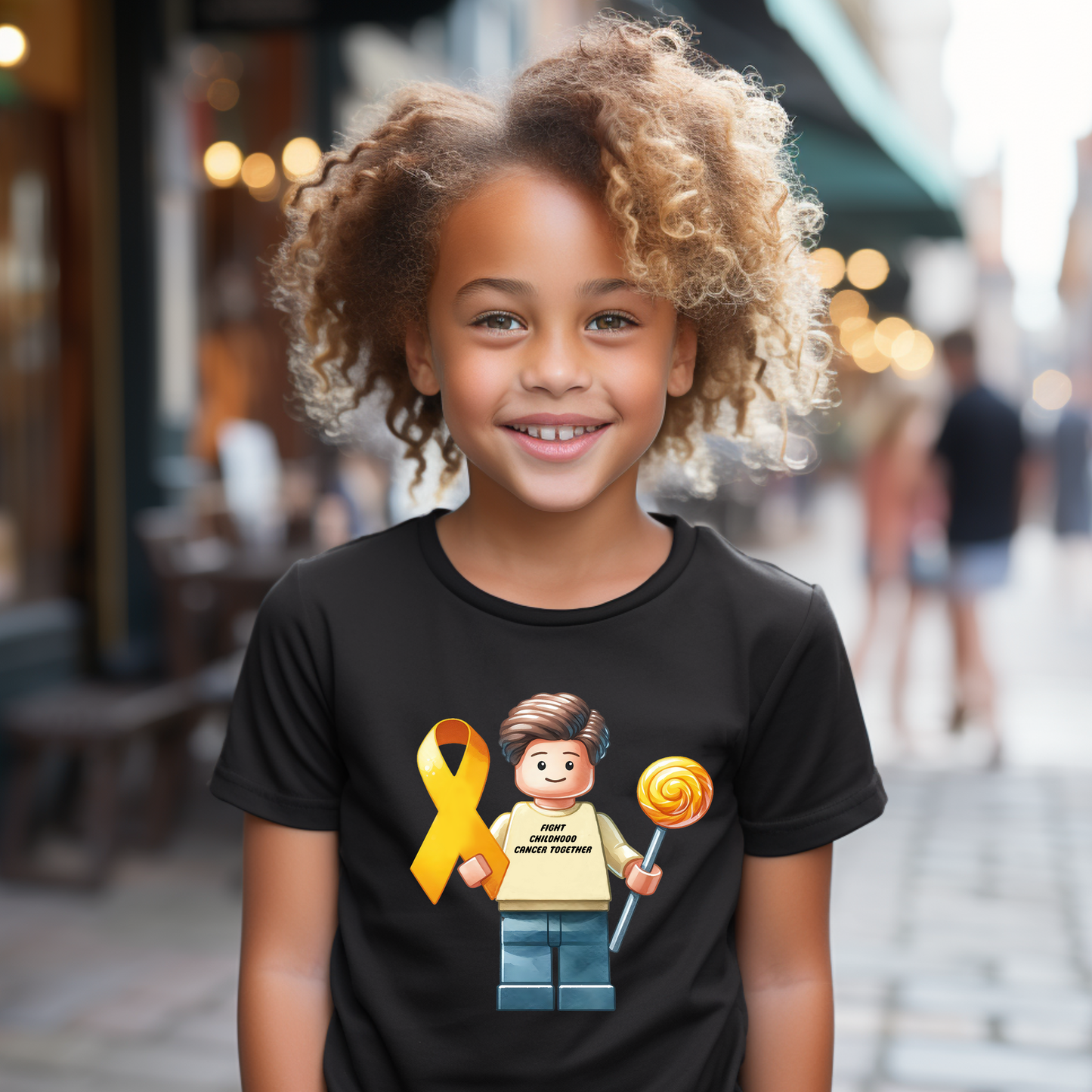 Lego Fight Childhood Cancer Together | Childhood Cancer Awareness | Cancer Survivor | Crew Neck Toddler & Youth