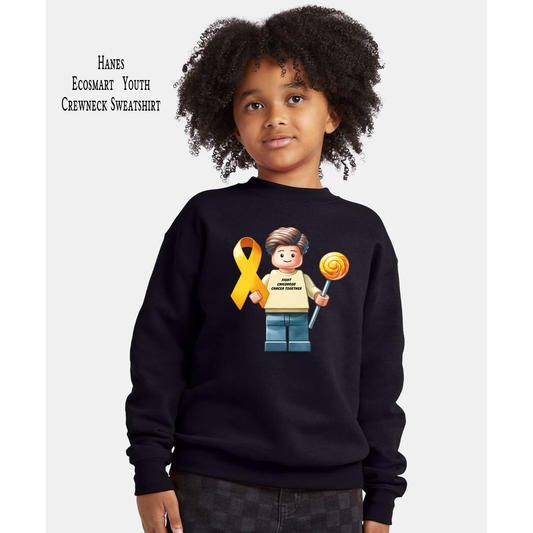 Lego Fight Childhood Cancer Together | Childhood Cancer Awareness | Cancer Survivor | Crew Neck Youth Sweatshirt