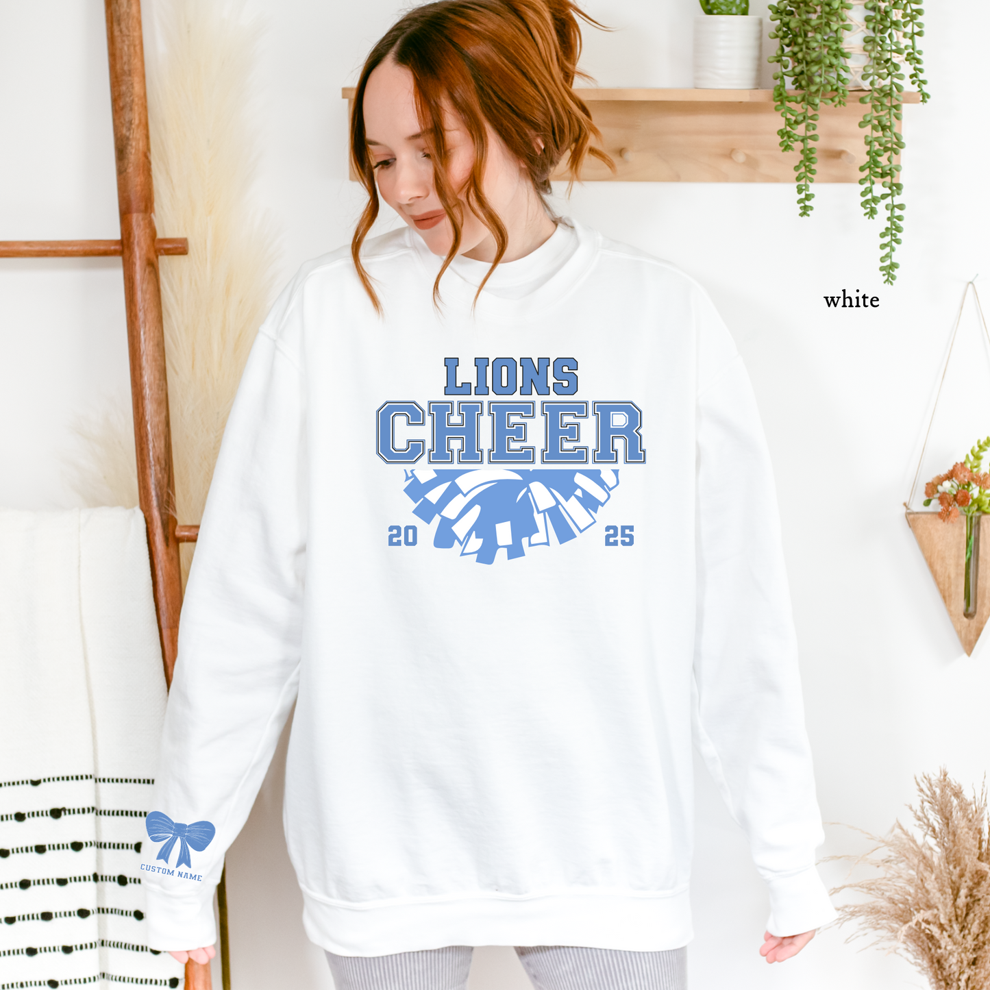 Lions Cheer | Custom Sleeve Name | Comfort Color Sweatshirt