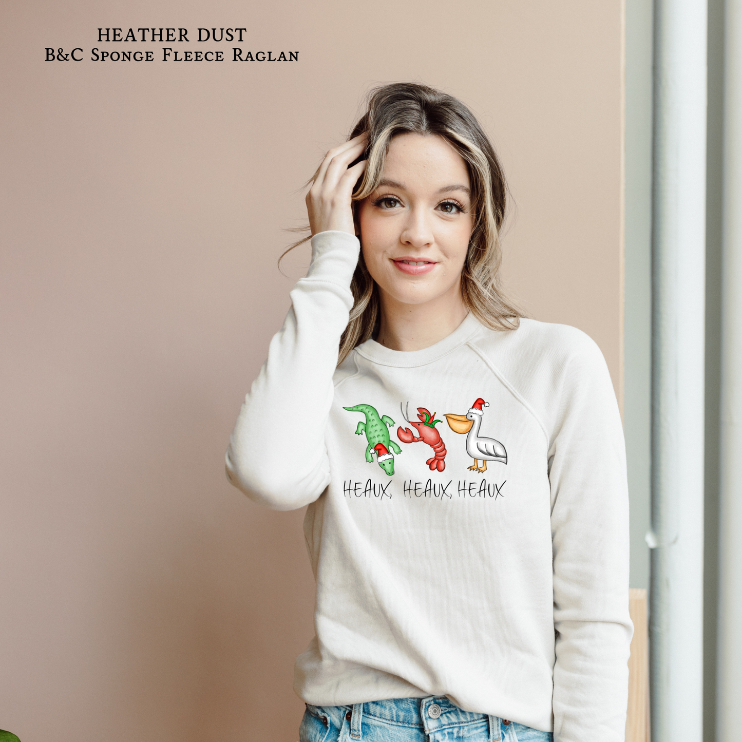 Alligator, Crawfish and Pelican Christmas | Bayou Christmas | Louisiana Christmas |Raglan Bella & Canvas Sweatshirt