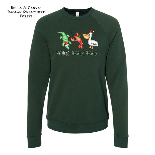 Alligator, Crawfish and Pelican Christmas | Bayou Christmas | Louisiana Christmas |Raglan Bella & Canvas Sweatshirt