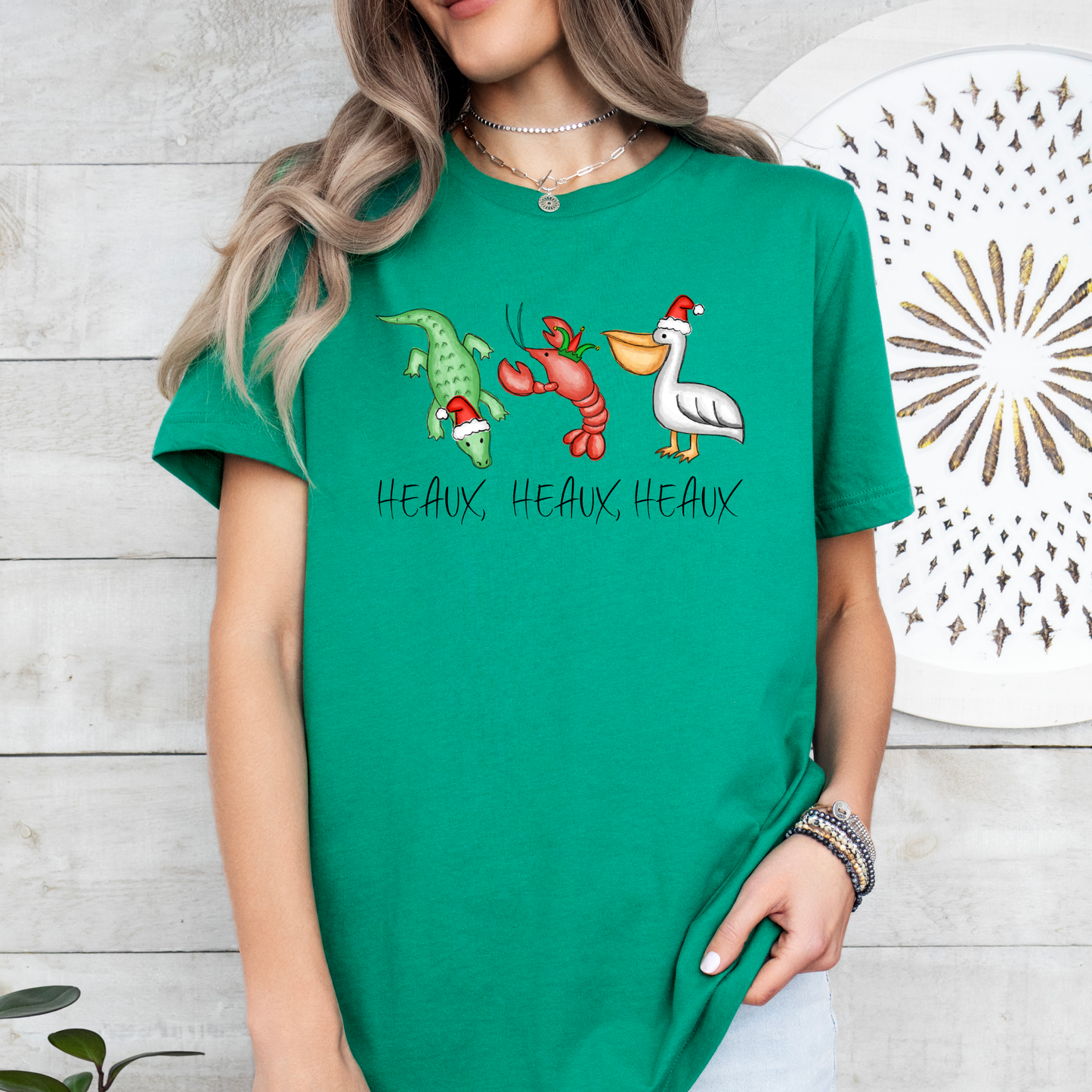 Alligator, Crawfish and Pelican Christmas Tee | Bayou Christmas | Louisiana Christmas | Adult