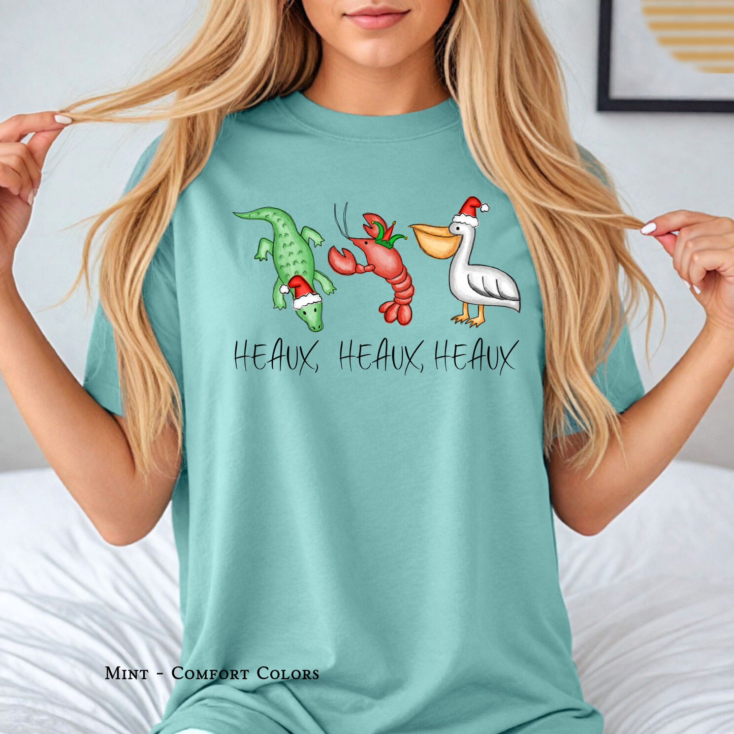 Alligator, Crawfish and Pelican Christmas Tee | Bayou Christmas | Louisiana Christmas | Adult