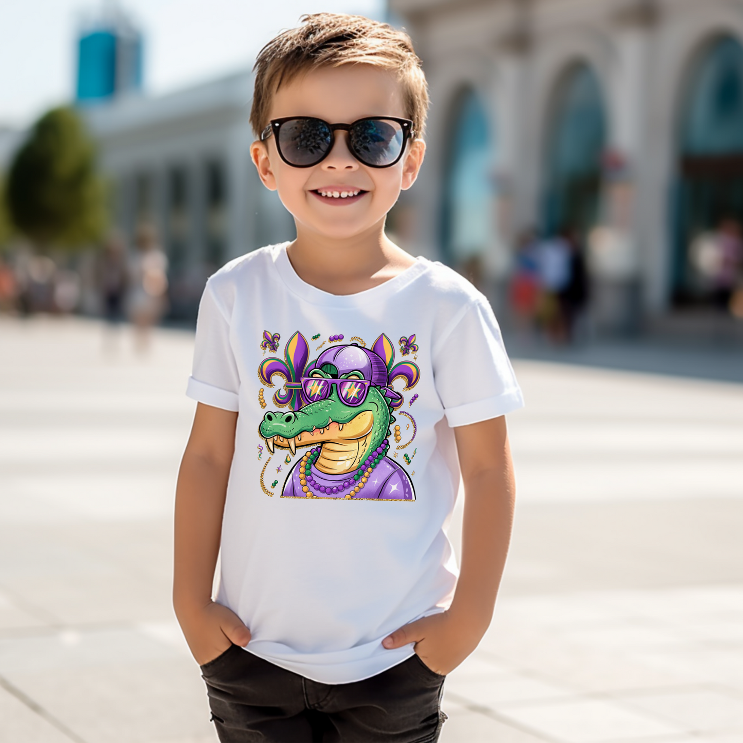 Youth Alligator Mardi Gras Tee