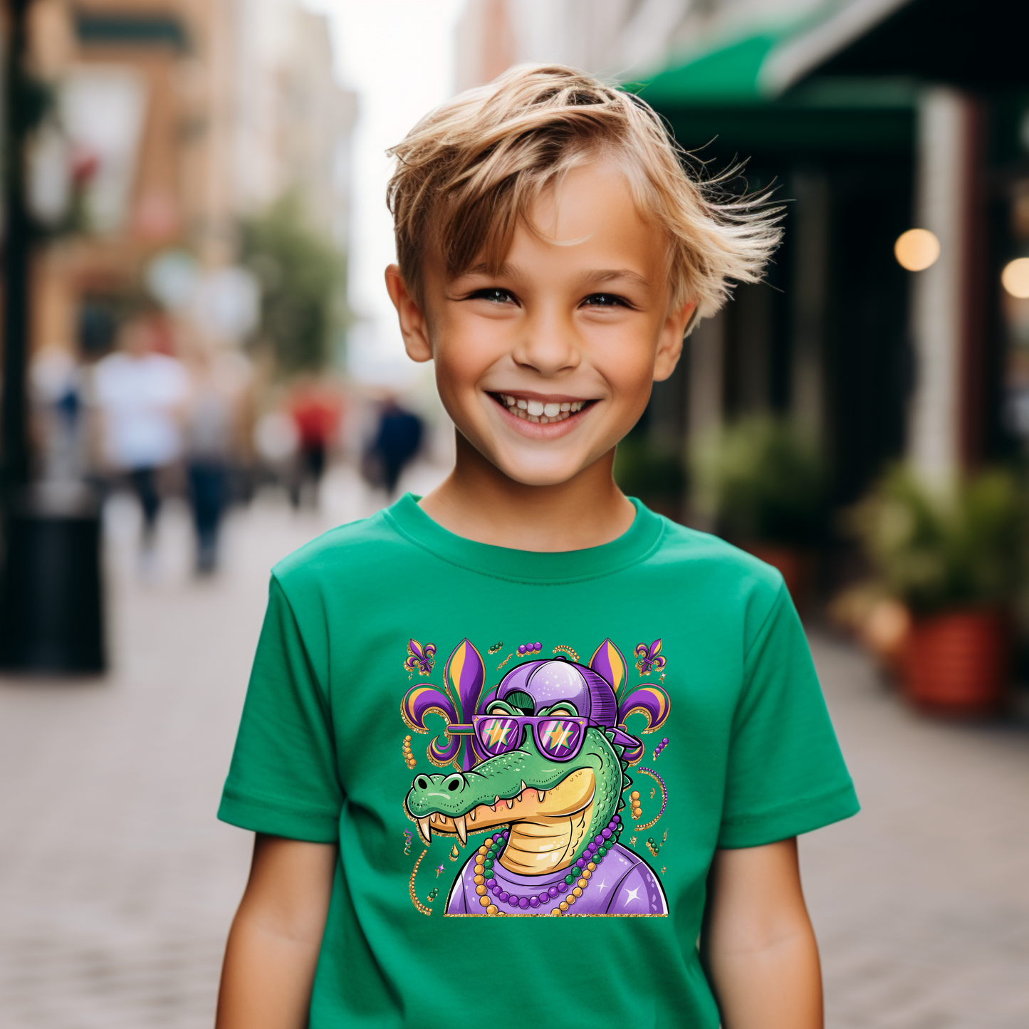 Youth Alligator Mardi Gras Tee