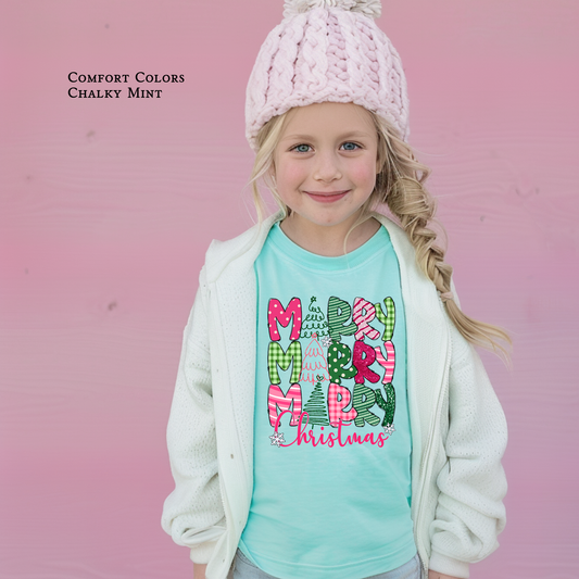 Merry Merry Christmas | Christmas Tee | Holiday Shirt| Comfort Colors Youth T-shirt |