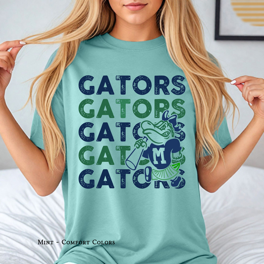 CHEER | MYB Gators with CHEER MEGAPHONE Mascot | Madisonville Youth Boosters | Adult T-shirt