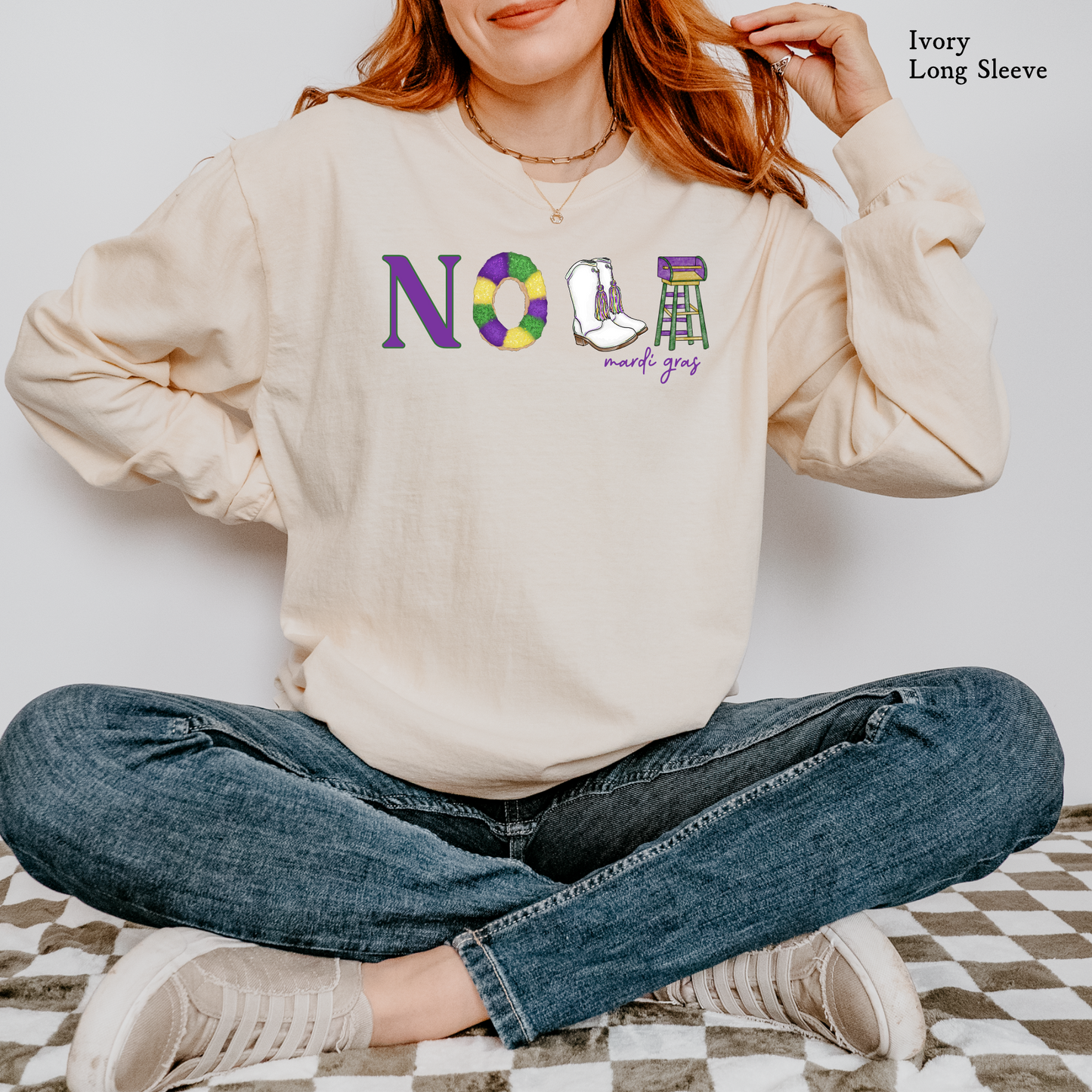 NOLA | Icons Mardi Gras| Comfort Color Long Sleeve Graphic Tees