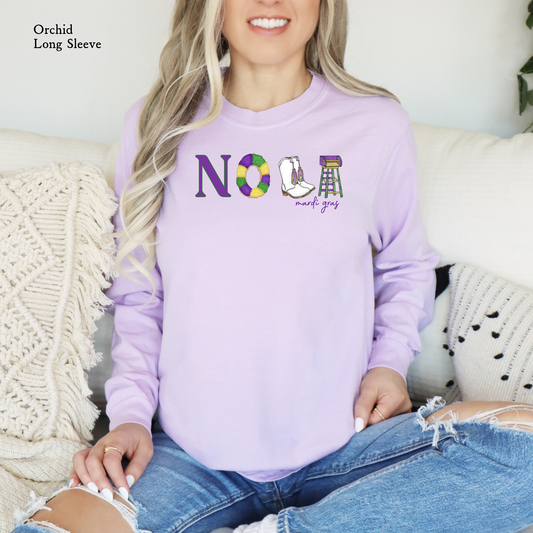 NOLA | Icons Mardi Gras| Comfort Color Long Sleeve Graphic Tees