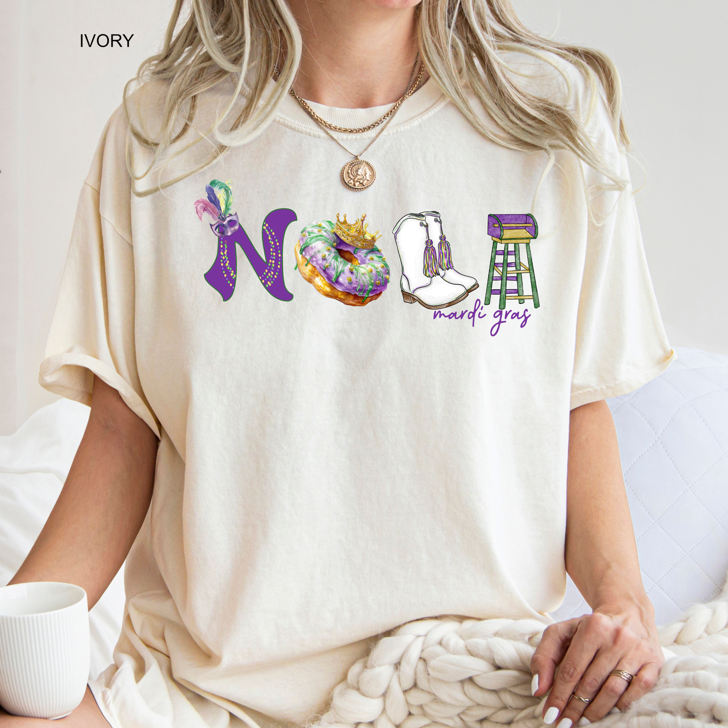 NOLA | Icons Mardi Gras| Comfort Color Short Sleeve Graphic Tees | Youth - Adults