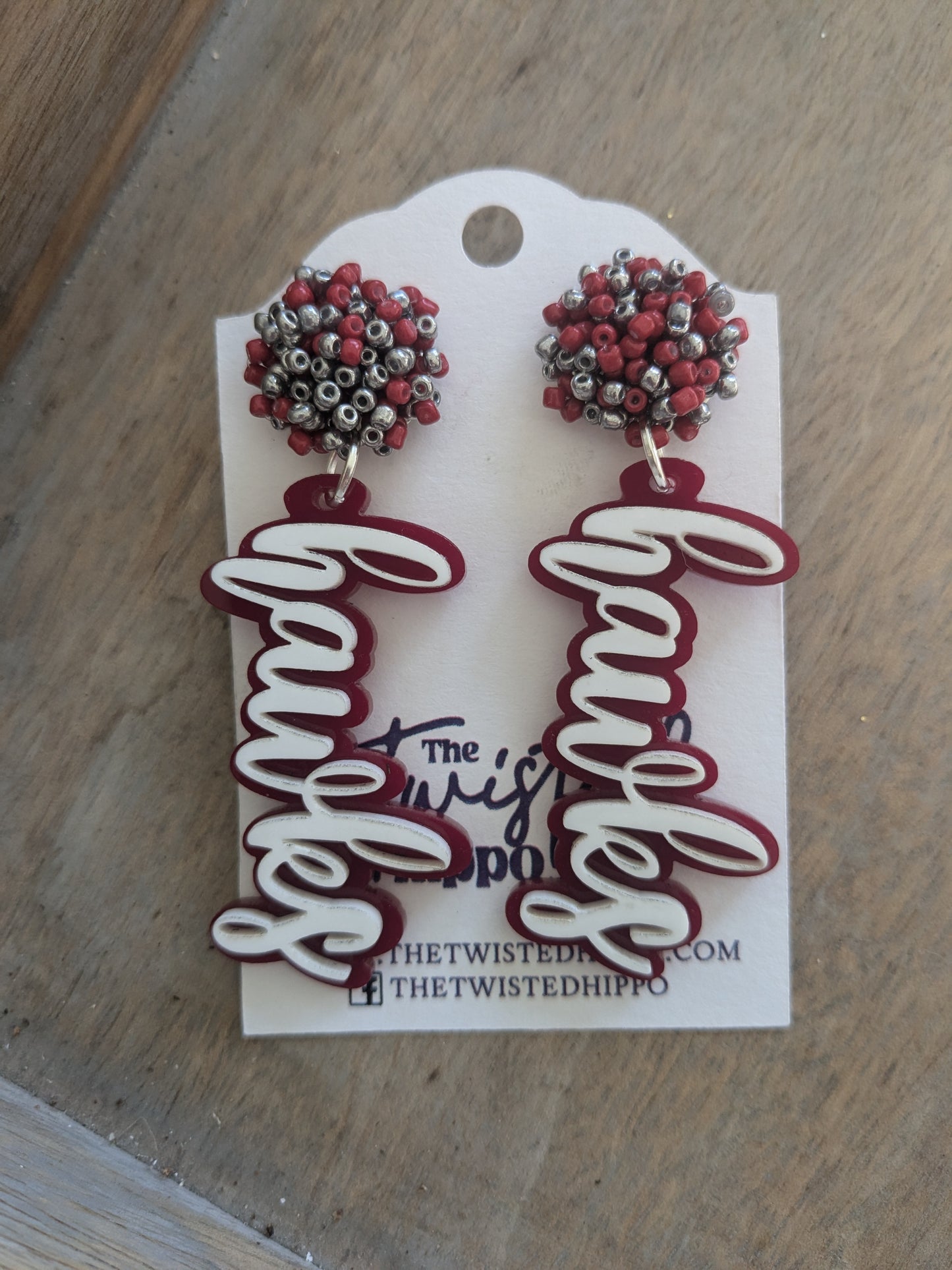 Hannan High School | Hawks | Game Day | Dangle Acrylic Handmade Earrings | Beaded Topper