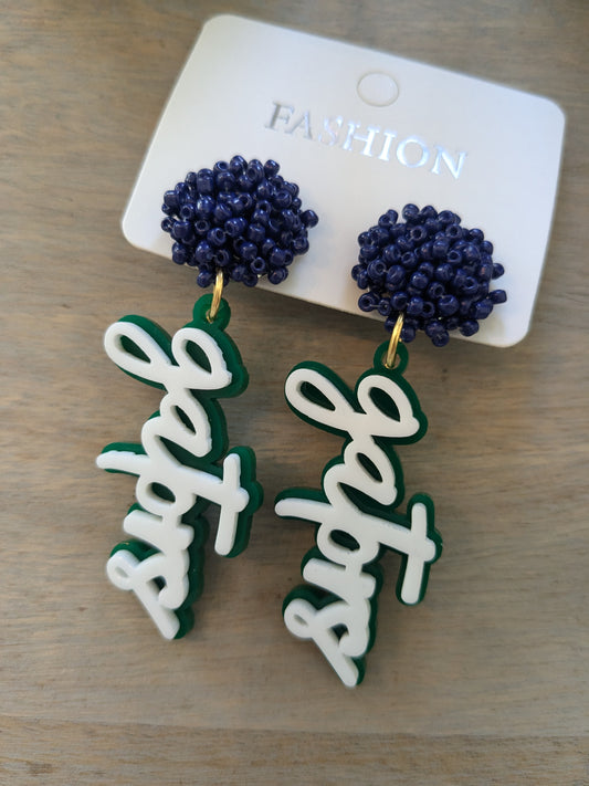 Gators | Game Day | Dangle Acrylic Handmade Earrings | Beaded Topper