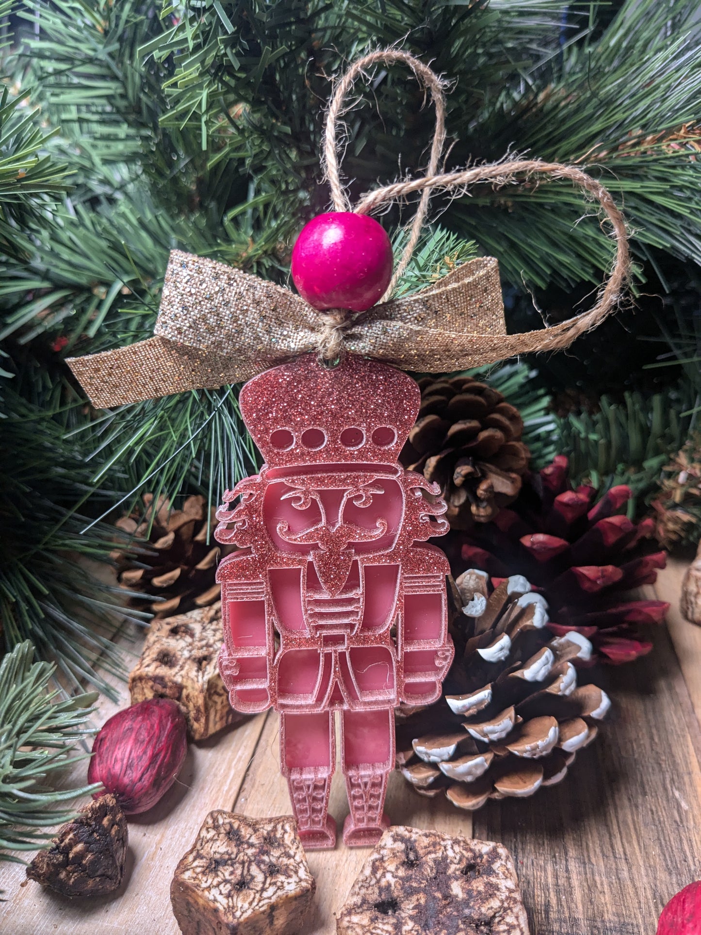 Glitter Pink Acrylic Nutcracker | Christmas Ornament | Christmas Gift | Ornament Exchange