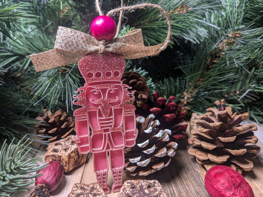 Glitter Pink Acrylic Nutcracker | Christmas Ornament | Christmas Gift | Ornament Exchange