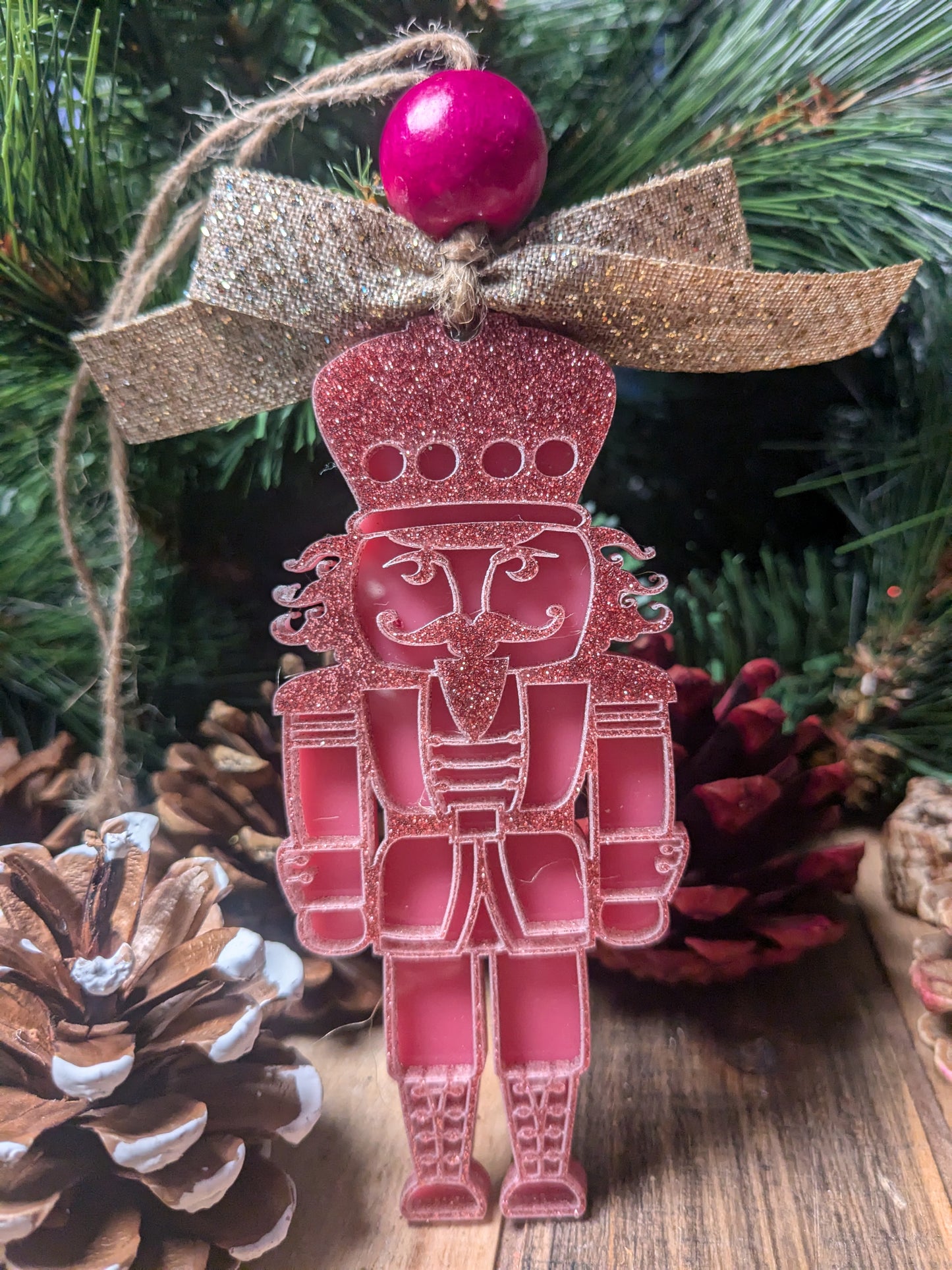 Glitter Pink Acrylic Nutcracker | Christmas Ornament | Christmas Gift | Ornament Exchange