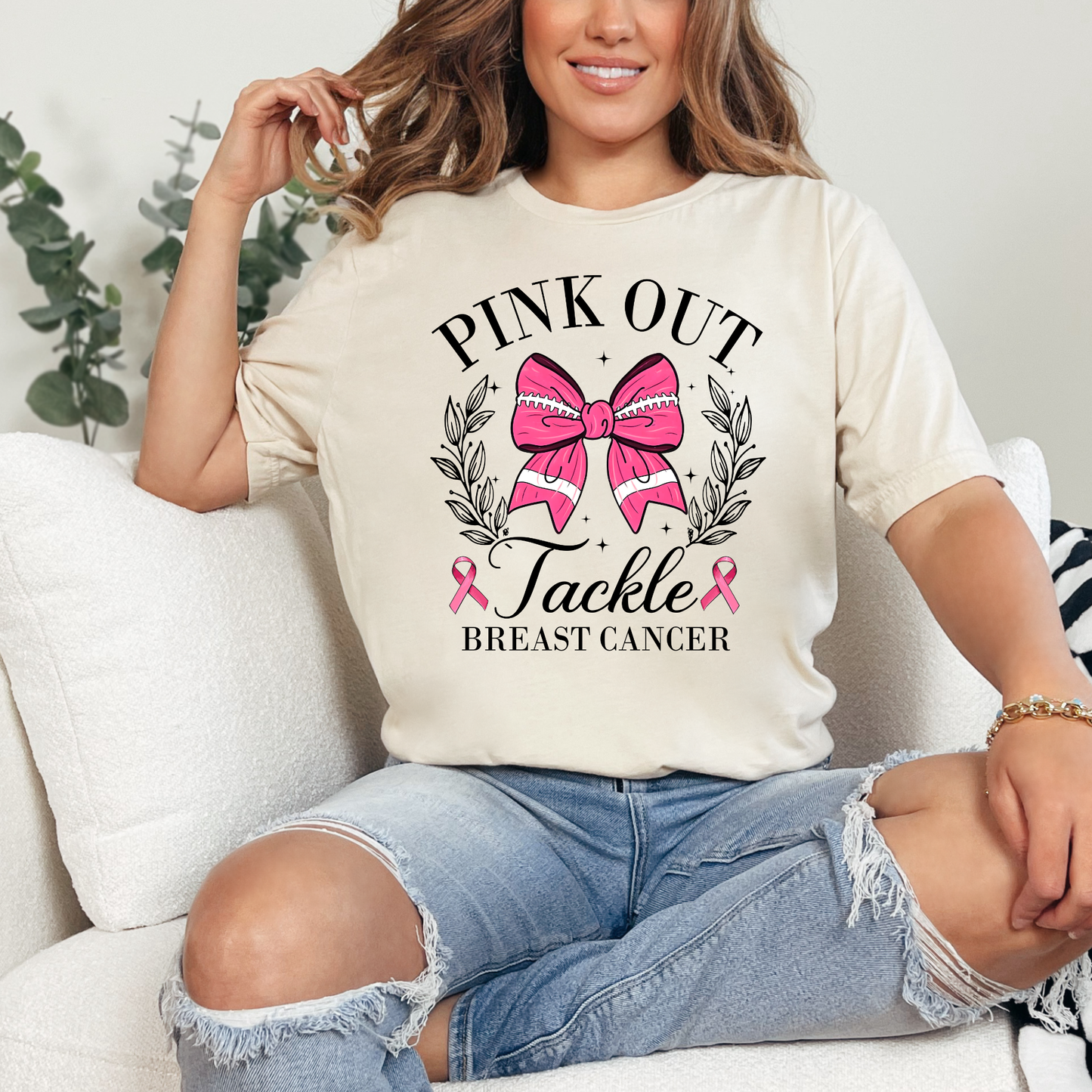 Pink Out, Tackle Breast Cancer | Pink Football Bow | Breast Cancer Awareness |Breast Cancer Survivor