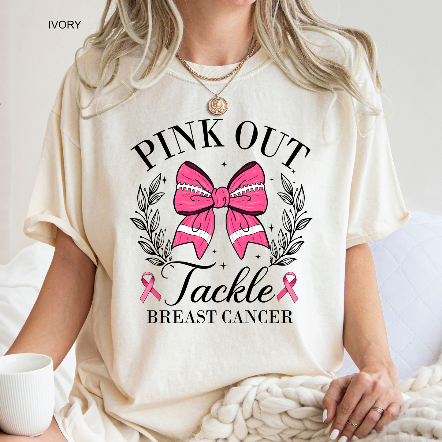 Pink Out, Tackle Breast Cancer | Pink Football Bow | Breast Cancer Awareness |Breast Cancer Survivor