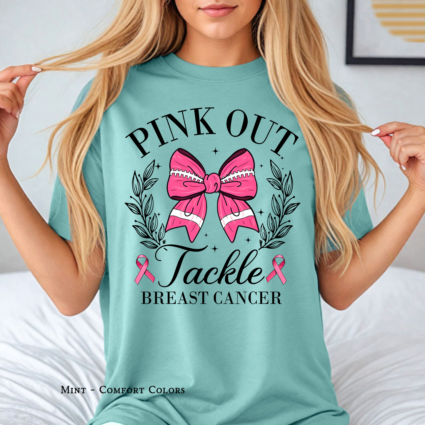 Pink Out, Tackle Breast Cancer | Pink Football Bow | Breast Cancer Awareness |Breast Cancer Survivor