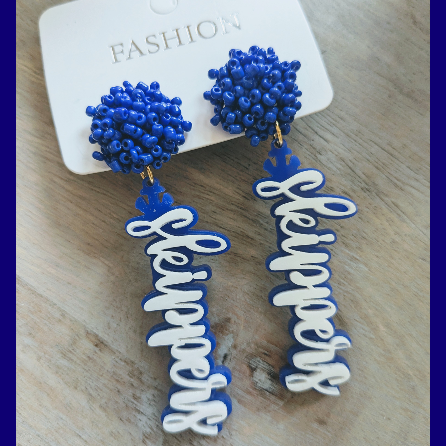 Skippers| Mandeville High | Dangle Acrylic Handmade Earrings | Beaded Topper