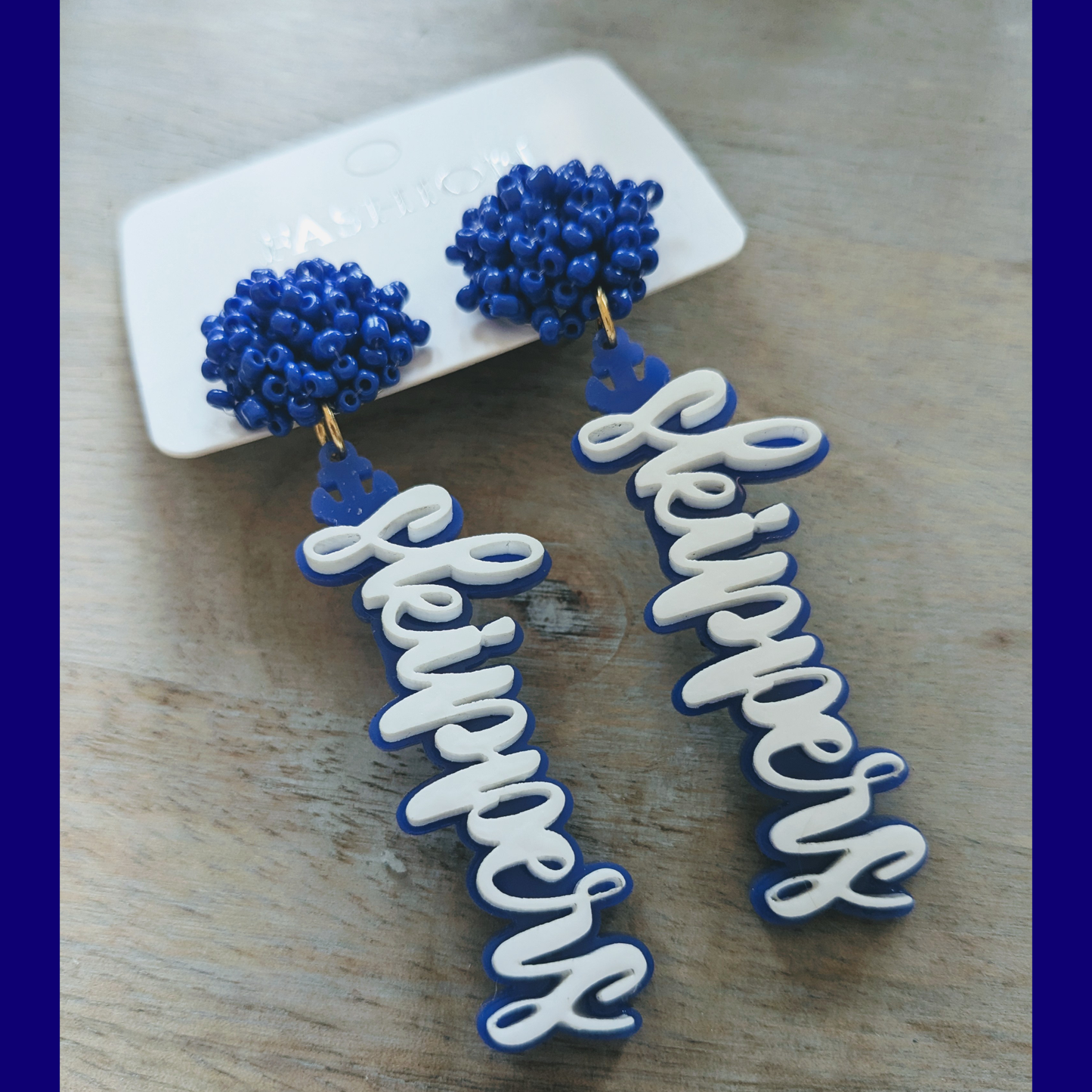 Skippers| Mandeville High | Dangle Acrylic Handmade Earrings | Beaded Topper